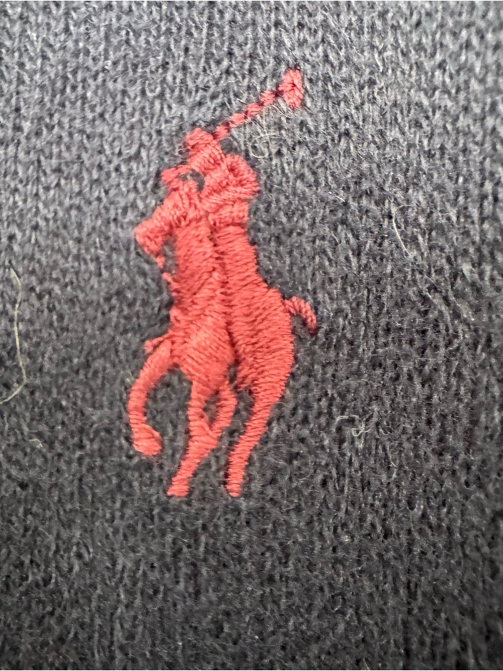 Polo Ralph Lauren 1/4 Zip Sweater Mens L Navy Blue Pullover Red Pony Cotton - Picture 4 of 9